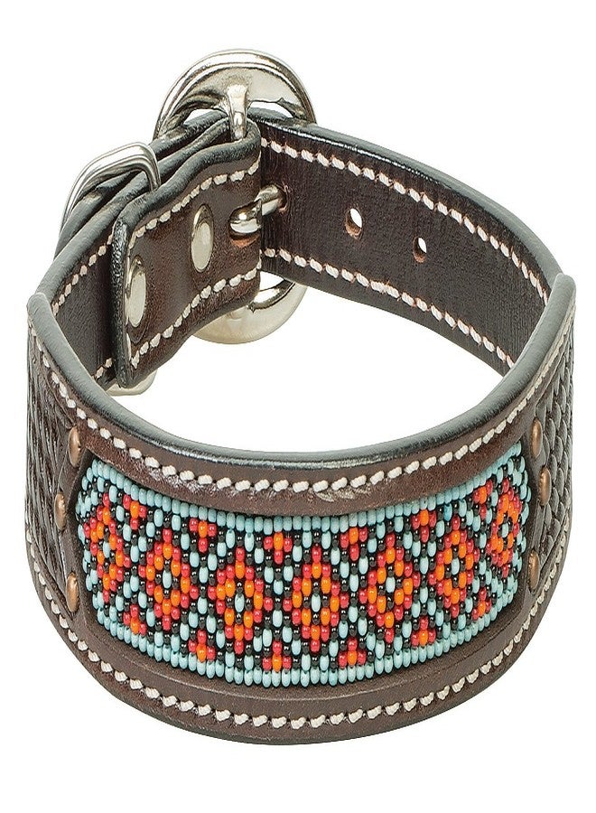 Weaver Leather Pet Beaded Basket Weave Dog Collar, Natural, 3/4" x 13" - Image 1